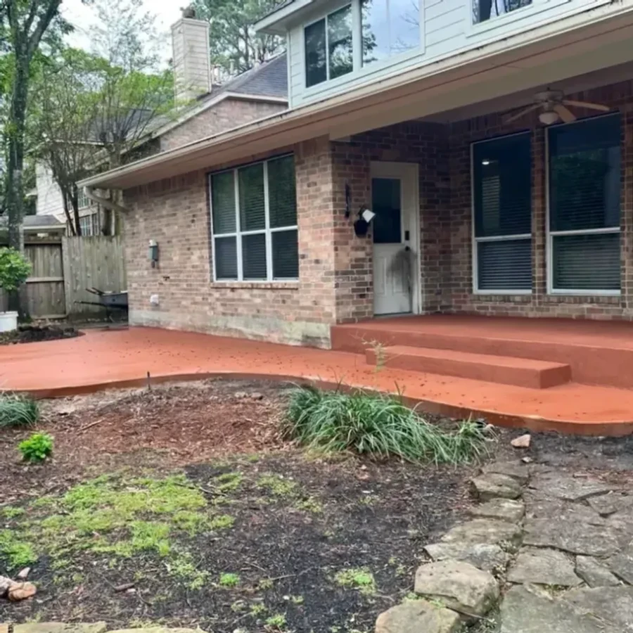 spray deck coating around residential pool, The Woodlands, Texas