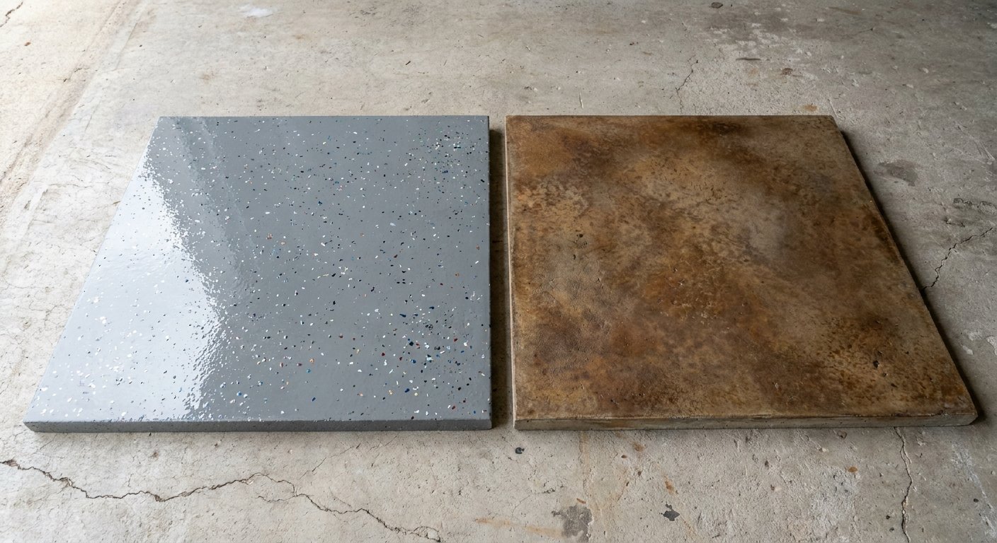 Epoxy Coating vs. Stained Concrete: 2026 Cost, Durability, & Aesthetics Compared